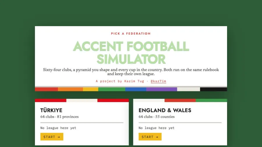 Accent Football Simulator running in the browser, screen 2 captured by FreshPlay on October 27, 2026