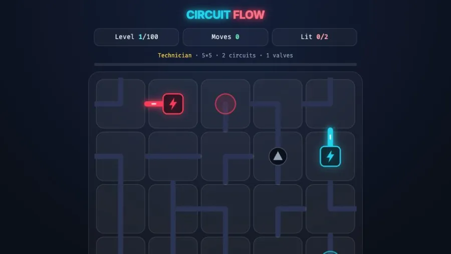 Circuit Flow running in the browser, screen 2 captured by FreshPlay on October 26, 2026