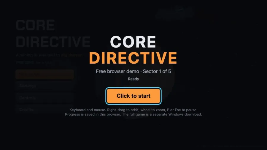 Core Directive running in the browser, screen 1 captured by FreshPlay on October 27, 2026