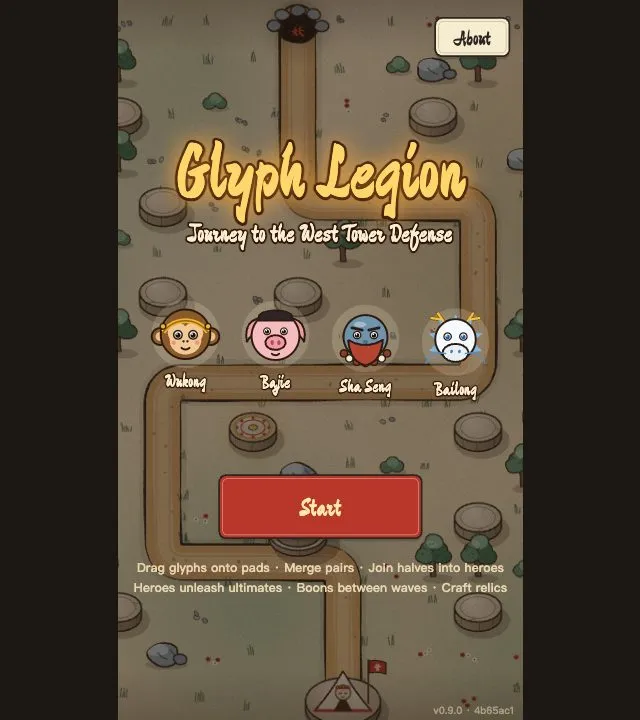 Glyph Legion running in the browser, screen 1 captured by FreshPlay on October 26, 2026