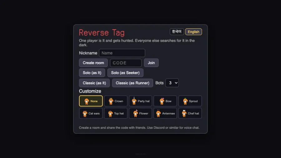 Reverse Tag running in the browser, screen 1 captured by FreshPlay on October 26, 2026