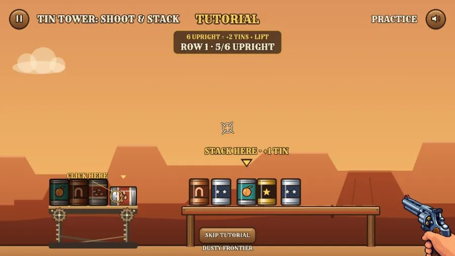 Tin Tower: Shoot & Stack running in the browser, screen 2 captured by FreshPlay on October 26, 2026